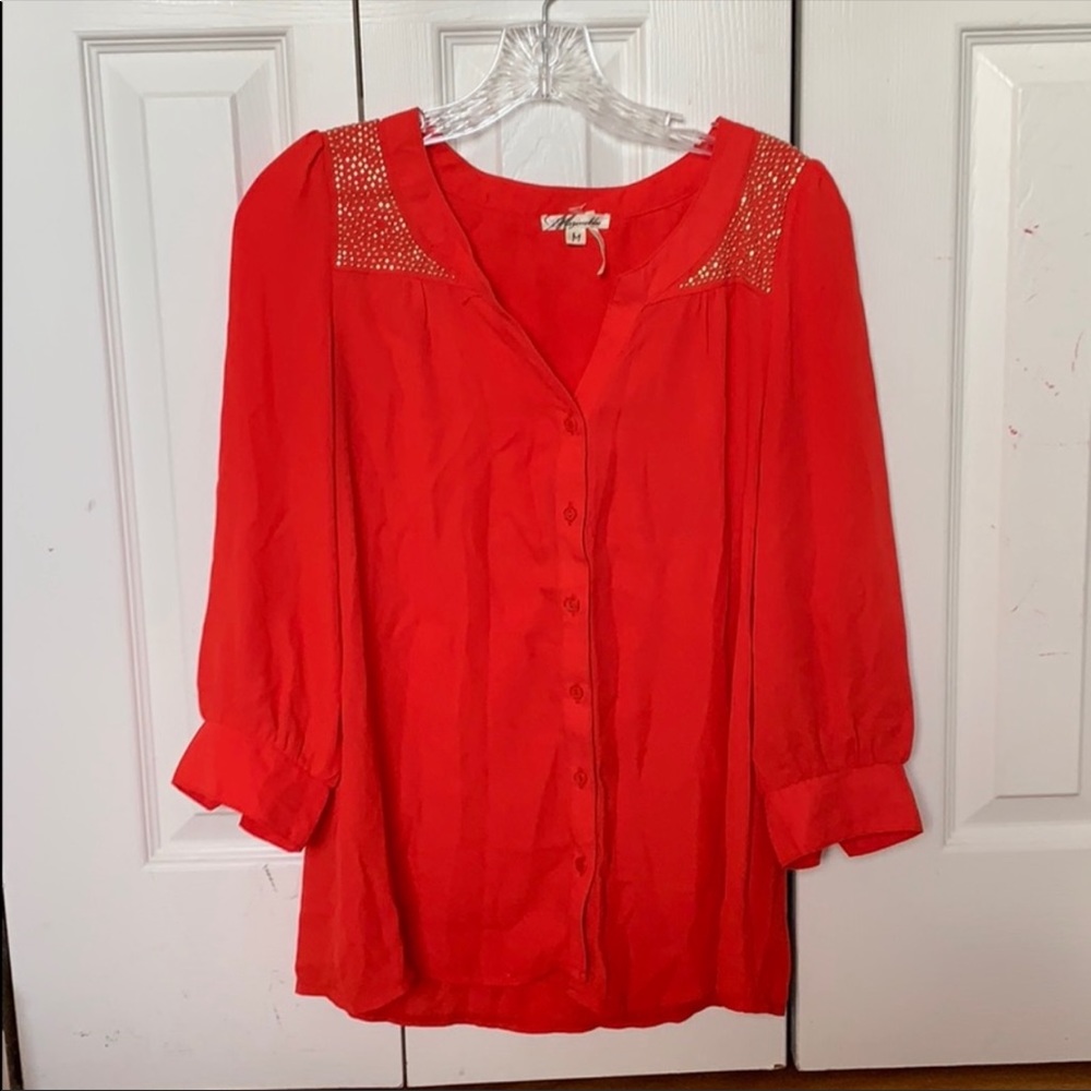Bedazzled button down shirt / top